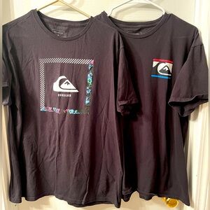 2 Men’s Quicksilver Graphic T Shirts Black W/ Logo 100% Cotton Cotton Sz Large